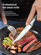 D.Perlla Steak Knives, Super Sharp Straight Edge Steak Knife Set of 8, Professional Straight Edge Kitchen Table Dinner Knives, Elegant High Carbon Stainless Steel Kitchen Steak Knife Set, 4.5IN