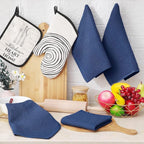 Homaxy 100% Cotton Waffle Weave Kitchen Dish Cloths, Ultra Soft Absorbent Quick Drying Dish Towels, 12 x 12 Inches, 12-Pack, Navy Blue