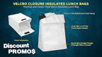 DISCOUNT PROMOS 10 Hook and Loop Insulated Lunch Bags Set - Polyester, Durable, Vibrant, Reusable - White
