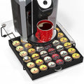 DecoBrothers Crystal Tempered Glass Holder Drawer for 36 Coffee Pods Storage, Black
