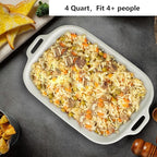 Magnifique 4 Quart Casserole Digital Slow Cooker, Premium Ceramic Bakeware for Oven, Dishwasher Safe Baking Dish, White