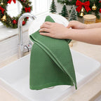 Homaxy 100% Cotton Waffle Weave Kitchen Dish Towels, Ultra Soft Absorbent Quick Drying Cleaning Towel, 13 x 28 Inches, 12-Pack, Grass Green