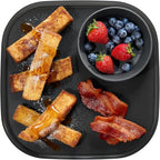 madesmart Dipware Reusable Dining Plate/Serving Tray for Appetizers and Snacks, Food-Safe Appetizer Serving Platter with Removable Dip Bowl, Carbon (Pack of 6)