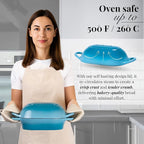 Dutch Oven For Sourdough Bread Baking – Enamelled Cast Iron Bread Loaf Pot – Oven Safe Non Stick Bread Pot – Rectangular,Light Blue, 24cm x 16cm – by Nuovva