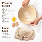 Sourdough Starter Kit with 9" Round Banneton Proofing Basket and 24oz Starter Jar - Beginner-Friendly Sourdough Bread Baking Supplies and Baking Gifts for Women, Men, and Bread Bakers