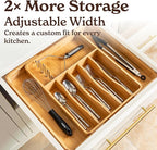 SMIRLY Silverware Drawer Organizer – Bamboo Kitchen Drawer Organizer, Adjustable Utensil Holder and Cutlery Tray, Drawer Dividers for Flatware and Kitchen Utensils