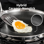 DELUXE Hybrid Ceramic Nonstick 5-Piece Fry Pan Set,8,10,12 Inch Frying Pans with Tempered Glass Lids,Stay-Cool Handles, Dishwasher Safe, Works on All Stovetops (Induction, Gas, Electric)