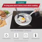 SUNHOUSE – 9.5 Inch / 24 cm Stainless Steel Frying Pan, Tri-Ply Stainless Steel Construction, PFOA-FREE, Stay-Cool Handle, Induction Compatible with All Cooktops, Dishwasher Safe