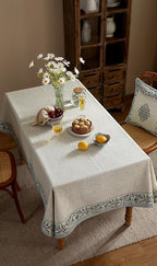 ISAENNE Designer Vintage Linen Elegant Rectangular Tablecloth,Chinoiserie Floral Indoor Table Cloth,Wrinkle Resistant Decor Table Cover for Dining Thanksgiving Kitchen,55"*79"-Segerman B