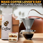 Stainless Steel Pour Over Coffee Maker With Cleaning Brush & Non-Slip Silicone Handle - 2 Cups Capacity Stainless Steel Coffee Pour Over Dripper With Secure Wide Base, Clean Flavor Paperless