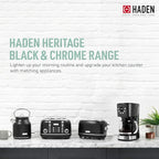 Haden Heritage 4 Slice Wide Slot Stainless Steel Toaster Bundled with 1.7 Liter Stainless Steel Electric Water Kettle, Black & Chrome