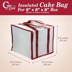 Cakebon Cake Box and Boards, 8-Inch Round Black Wrapped Edges 1/2- Inch Thick Drums with Insulated Bag and Ice Pack – Cake Transport Set, Cooler for Cake Delivery and Transport (1pc Each, 4pcs Total)