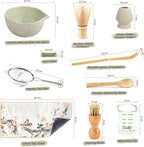 10 Pcs Matcha Whisk Set - 15 OZ Matcha Bowl with Spout and Whisk Holder & Measuring Cup - Bamboo Matcha Scoop and Spoon - Stainless Steel Sifter - Cleaning Brush - Matcha Kit for Japanese Tea Ceremony