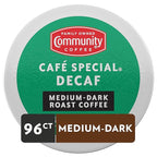 Community Coffee Cafe Special Decaf 96 Count Coffee Pods, Medium Dark Roast, Compatible with Keurig 2.0 K-cup Brewers, 24 Count (Pack of 4)