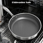 imarku Non Stick Frying Pans, 11.8 inch Hybrid Frying Pans Nonstick with Tempered Glass Lid, Stainless Steel Skillet, Dishwasher and Oven Safe Cooking Pan, Works with All Cooktops, PFOA Free Cookware