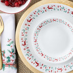 Corelle Vitrelle 18-Piece Christmas Service for 6 Dinnerware Set, Triple Layer Glass and Chip Resistant, Lightweight Round Holiday Plates and Bowls Set, Be Merry