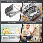 Umigy 6 Pcs Stainless Steel Food Containers 550/850/1000/1200/1400/24000 ml Metal Bento Lunch Box Stainless Steel Food Storage Containers, Lockable Clips to Leak Proof, Reusable Dishwasher Snack Box