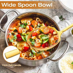 Extra Large Serving Spoons Set 11.7-Inch Gold Serving Slotted Spoon x 3 Serving Spoon x 3, 18/8 Stainless Steel Big Serving Utensil for Buffet, Parties, Catering - Dishwasher Safe(6-Pack, Gold)