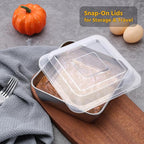 E-far 6 x 6-Inch Square Baking Pan with Lid, Small Stainless Steel Cake Brownie Pans Trays Dishes for Toaster Oven Air Fryer, Healthy & Dishwasher Safe - Set of 1(1 Pan + 1 Lid)