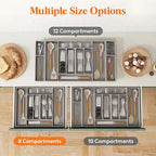 Lifewit Silverware Organizer, Plastic Kitchen Utensil Drawer Tray, Cutlery Flatware Storage Holder for Spoons Forks Knives, 20 x 16 Inches, 8 Compartment, Gray