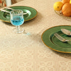 patdrea Designer Beige French Linen Small Tablecloth for Square Table,Anti-Wrinkle Durable Floral Table Cloth,Decor Cover for Kitchen Dining,Tea Party,Christmas,Thanksgiving,55"x55"-Fram