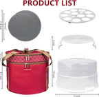 12 Inch Cake carrier Container with Lid and Handles Includes Insulated Bag for Safe Transportation of Buttercream Doesn't Melt Easy for Cakes, Pies and Cupcakes (Red)