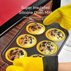 8 Piece Nonstick Baking Pans, Silicone Bakeware Set with Press to Release Design, Oven Mitts, Spatula & Brush Flexible, Stackable, BPA Free, Dishwasher & Oven Safe, Yellow