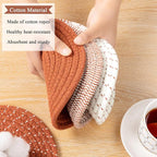 SHACOS 8 Inches Trivets for Hot Dishes, 4 Pieces Cotton Trivets Mats for Kitchen, Hot Pads for Countertops and Table, Heat-Resistant Pot Holders for Hot Pots and Pans(Dark Orange, 4pcs)