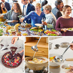 17PCS Serving Utensils Set Flatware, Stainless Steel Serveware Large Serving Spoons, Slotted Spoons, Forks, Tongs, Cake Server,Soup and Skimmer Spoon for Buffet, Catering, Party, Dinner (Silver)