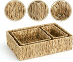 Water Hyacinth Storage Basket Wicker Baskets for Organizing Bathroom Storage Baskets for Decor bathroom towel storage Tray Bread Basket for Kitchen -Natural
