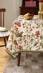 ISAENNE Designer Bohemian Linen Rectangular Tablecloth,Colorful Floral Pattern Table Cloth,Wrinkle Resistant Decorative Tablecloths for Dining Thanksgiving Kitchen Party,55"*87"-Grace A