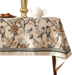 ISAENNE Designer Vintage Linen Long Rectangle Tablecloth,Floral and Bird Pattern Elegant Table Cloth,Fall Wrinkle Resistant Decor Tablecloths for Dining Kitchen Christmas,63"*94"-Murad A