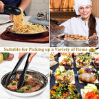 12 Pc Serving Tongs 9 Inch Bulk Reusable or Disposable Plastic Tongs Heavy Duty Hard Plastic Serving Utensils Set Large Salad Tong for Kitchen Party Food Buffet Appetizer BBQ Event Catering(Black）