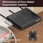 1 Pack Pull Out Drawers for Cabinets, Slide Out Drawer Expandable Width (12"-19") and Depth (17"-23") With 3 Slides, Fixed with Adhesive Film & Nail for Cabinets in Kitchen, Pantry or Bathroom - Black