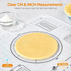 U-Taste Liquid Silicone Pastry Mat: 16"x20" Food-Grade Non-Stick Dough Rolling Baking Sheet, Non Slip for Kneading Prep Pizza, Fondant, Pie Crust with Clear Measurement and Raised Edges (Transparent)
