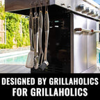 Grillaholics Premium BBQ Grill Tools – The Ultimate Grilling Gift for Dad - Luxury 4-Piece Barbecue Utensils Grill Set with Wooden Gift Box