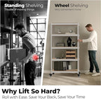 HOMEDANT House White 5-Tier Metal Rolling Cart Shelf Rack Casters Heavy Duty Wheel Shelving Unit Adjustable Utility Storage Shelves Organizer Shelf Kitchen Garage 24.4" W x 16.5" D x 62.2" H 2Pack