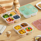 6 Pcs Snack Box Container Set, Reusable 3&4 Compartment Meal Prep Snack Containers for Adults Kids Toddler, BPA-Free Divided Lunchable Container for School, Work and Travel (All Transparent)