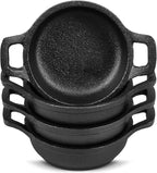 4 Pcs Small Cast Iron Skillets Set - Mini 4 x 1.2 Inches Skillet Ramekins With Handle - Black Serving Dishes Round Pan Oven Safe Cookware for Kitchen Picnic