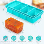 Silicone Freezer Tray with Lid - 1 Cup Silicone Food Tray - Large Ice Cube Freezer Molds - Soup, Sauce, leftovers, Homemade Meal Prep Freezing Kitchen Storage Containers - Aqua - 1-Pack