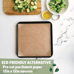 Zenlogy 12x12 Parchment Paper Squares (200 Sheets), Unbleached, High Heat, Non-stick, Pre-cut Baking Paper for Dehydrator, Ninja Foodi Flip Air Fryer, Toaster Oven, and so much more.