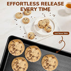 Nonstick Baking Sheet Pan Set of 3, Heavy Duty Cookie Sheets for Oven, 0.6mm Thick Quarter Size & Half Size & Jelly Roll Pan, Rustproof & Easy Clean with Textured Surface(Black)
