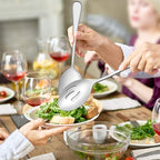 LIANYU 12-Piece Large Serving Utensils Set, Include 9.8 Inch Slotted Spoons and Forks, 9.4 Inch Tongs, Stainless Steel Hostess Serving Flatware Set for Catering Party, Dishwasher Safe