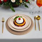 GZG Ceramic Dinner Salad Plates Set of 4, 8 Inch Speckled Dinnerware Dessert Plates with Clay-Tone Base, Microwave Oven Dishwasher Safe