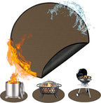 Round Under Grill Mat for Outdoor Grill, 36 Inch Anti-Slip BBQ Floor Mats, Easy to Clean Reusable Fireproof Grill Pad, Oil-Proof Waterproof Protector for Deck Fireplace Pit Mat Brown