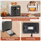 SEEDEEM Toaster 2 Slice with Touch Screen, Faster Heating Speed, 7 Shade Setting, 6 Bread Type, 1.5”Wide Slots Toaster, Removable Crumb Tray, 1350W, Dark Metallic