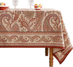 ISAENNE Designer French Red Small Square Tablecloth,Fall Linen Table Cloth with Cashew Pattern,Stain Proof Decor Tablecloths for Dining Thanksgiving Kitchen Christmas,55"*55"-Chauffrey D