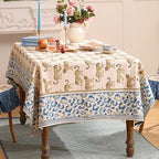 patdrea Designer Vintage Linen Table Cloth for Rectangle Table,Leopard Animal Pattern Soft Breathable Tablecloth,Decor Cover for Kitchen Dining,Christmas,Parties,Thanksgiving,55"x79"-from