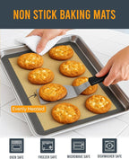 Silicone Baking Mat, Reusable Silicone Baking Sheet Liner for Oven for Bread, Dough, Macaron, Cookie Cooking Liners for Kitchen Counter Bakery Supplies (Baking Mat, 3 Half Sheets)