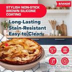 BAKKEN 10-Piece Kitchen Baking Pan Set - Commercial Grade Carbon Steel Bakeware, With Nonstick Coating, Stackable and Space-saving Design, PFOA, PFOS, PTFE Free, Oven Safe Tray (Up To 450°F), Brown